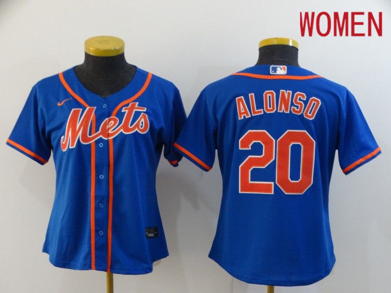 Women New York Mets #20 Alonso Blue Nike Game MLB Jerseys